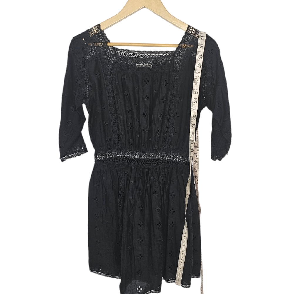 Ulla Johnson Darya Dress Black Mini Embroidered Lace Silk Cotton Size 4 - Picture 8 of 10